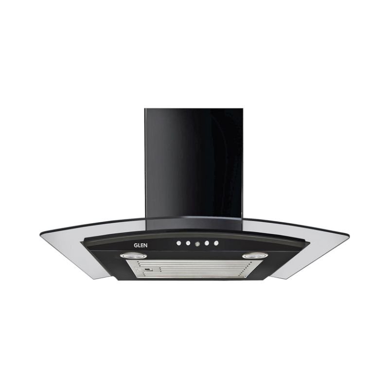 Kitchen Chimney Curved Glass with Push Button Italian Motor Baffle filters 60cm 1000 m3/h -Black (6070 JU BL)
